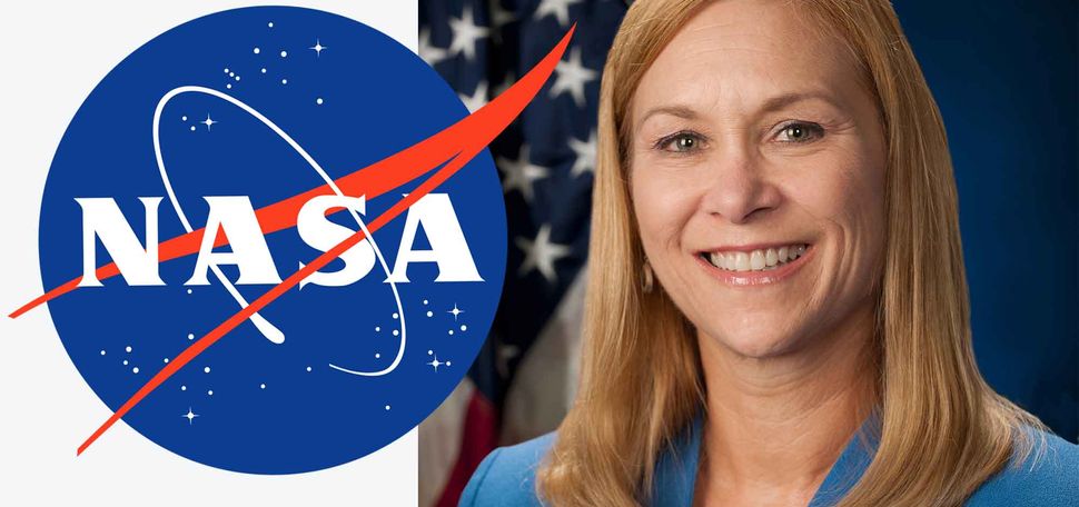 Official portriat of Janet Petro, Director of NASA Kennedy Space Center, next to the NASA logo on the left.