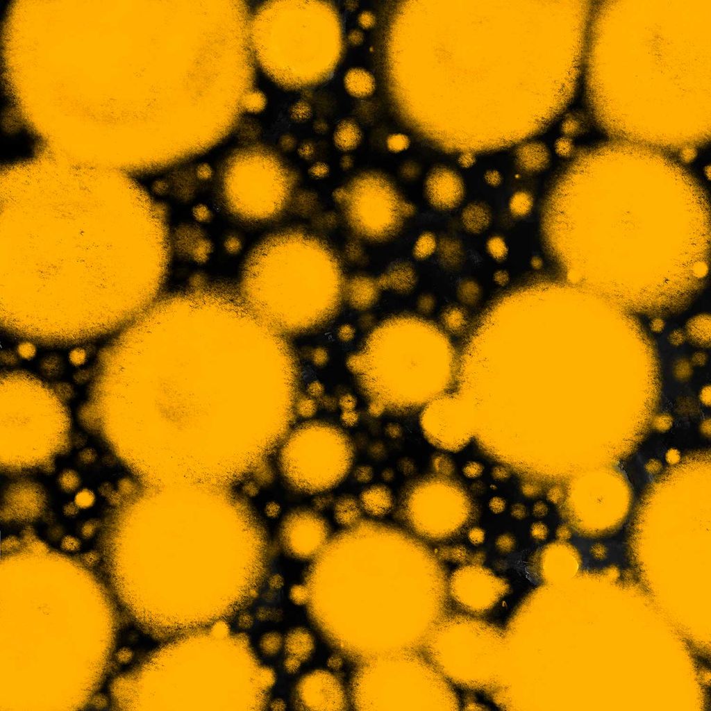 Untitled Artwork 3 by Kamal Ahmad, featuring bright mustard-colored dots on a black background.