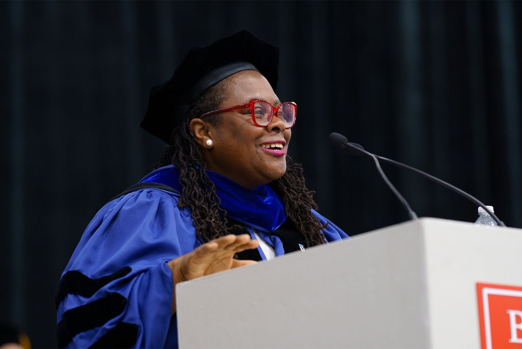 LAW Dean Angela Onwuachi-Willig told the newly minted graduates her message was one of hope and the power of law—and of lawyers—to make a difference.