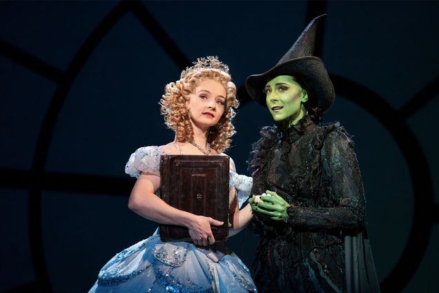 Jennafer Newberry as Glinda and Lissa deGuzman as Elphaba in the national tour of Wicked. Photo by Joan Marcus