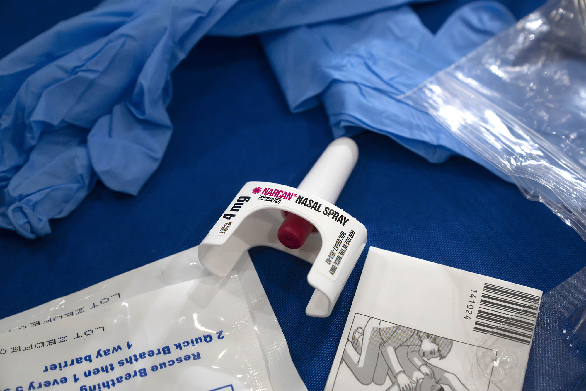 Photo: A container of Narcan, a brand name version of the opioid overdose-reversal drug naloxone, sits on a table