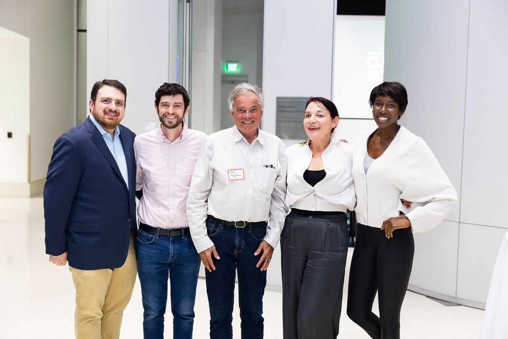 Photo: Five individuals pose for a photo, all in a row, smiling for the camera. From left, Jeffrey M. Tucker a man in a navy blazer and khakis, Green Lion Partners, President and Co-Founder Marijuana Policy Project, Vice Chair, Board of Directors and Mike Bologna wears jeans and a button up, Green Lion Partners CEO and Co-Founder, Dr. Peter Bleyleben, Jaime Lewis wears a button up, and Kim Napoli who wears slacks and a button up.