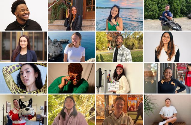 Collage of 12 different Boston University students.