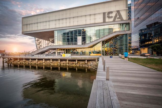 Photo: The Institute of Contemporary Art in Boston, a large modern building situated on oceanfront property in Boston Harbor