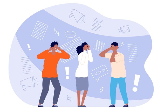 Photo: A drawn illustration of three people who are upset and have their hands to their heads. They have exclamation marks around them
