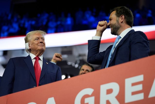 Photo: A picture of former President Donald Trump with his pick for Vice President, J.D. Vance.