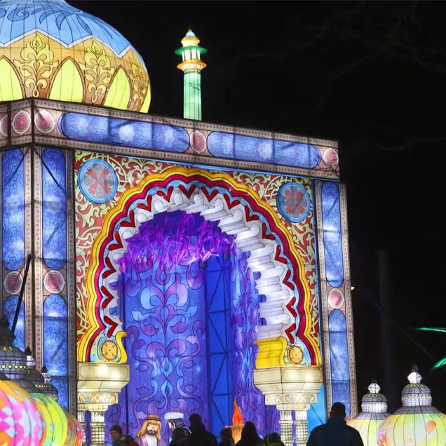 Photo: A colorful light display with many different vibrant figures at the Franklin Park Zoo in Boston MA