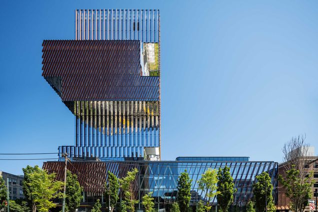 Photo: A wide shot of the CDS building on BU's campus.