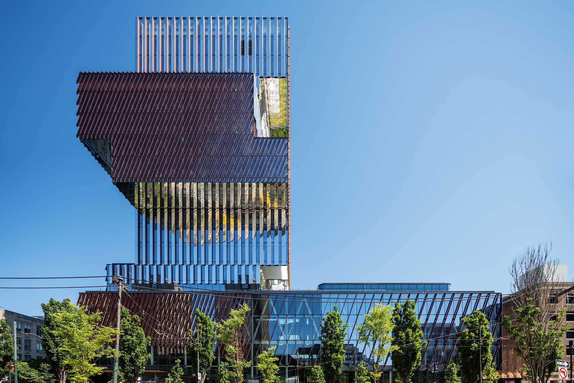 Photo: A wide shot of the CDS building on BU's campus.