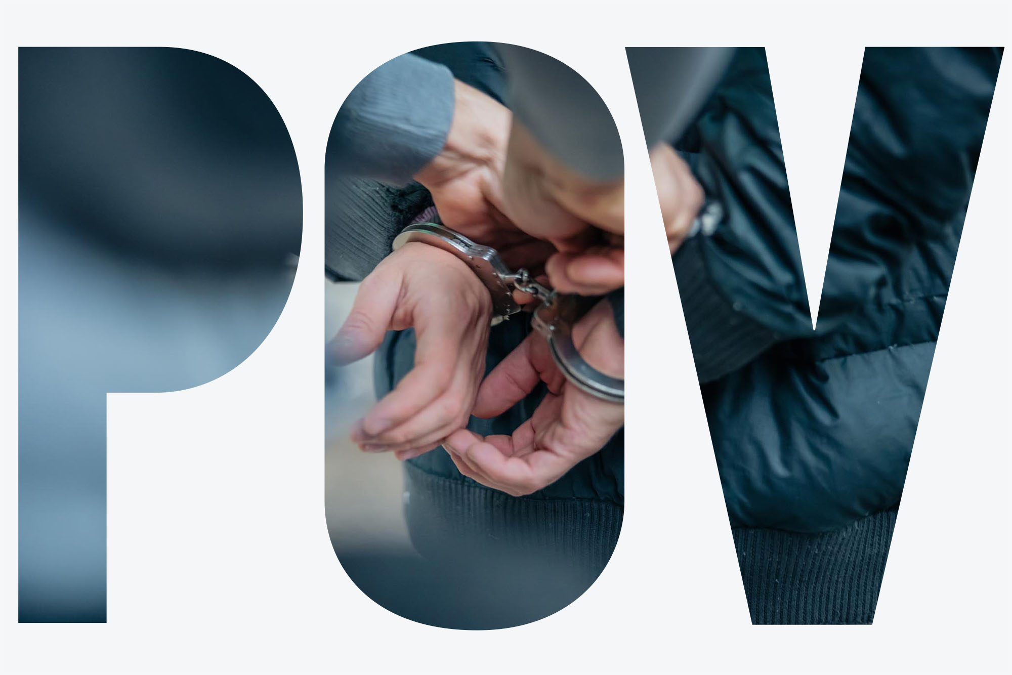 Photo: A stock image of hands being put into handcuffs with a POV overlay overtop