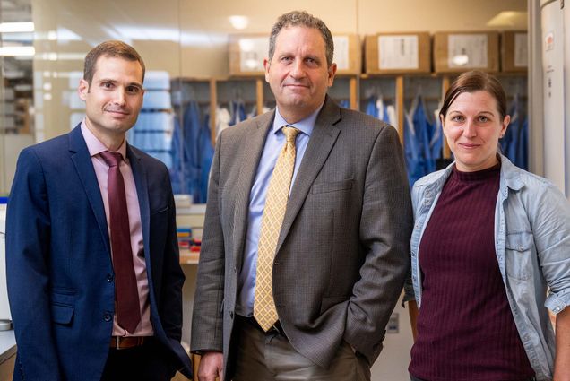 Photo: From left, Konstas Alysandratos, Darrell Kotton, and Andrea Alber. All three are wearing formal clothing