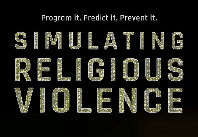 Photo: A movie poster for Simulating Religious Violence. The title is overlayed on top of a black background.