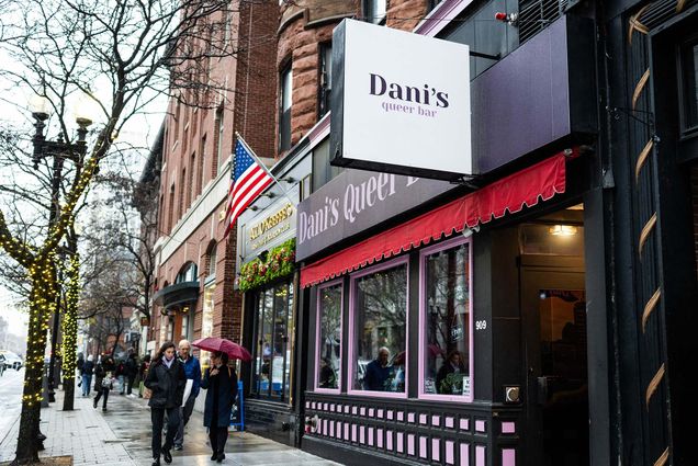 Photo: The black and pink storefront for "Dani's Queer Bar" in Boston