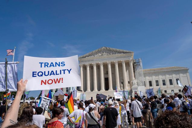 Photo: A protest for transgender rights outside of the Supreme Court building