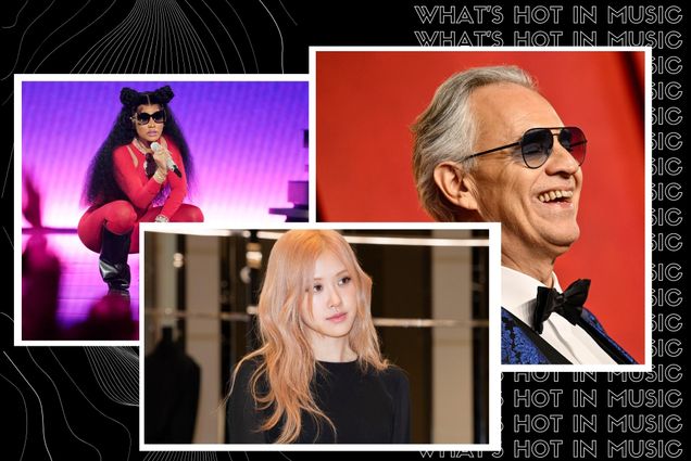 Photo: A composite image of Nicki Minaj, Rosé, and Andrea Boccelli