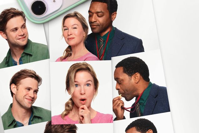 Photo: A movie poster for "Bridget Jones: Mad About the Boy" with a photo strip featuring the main characters