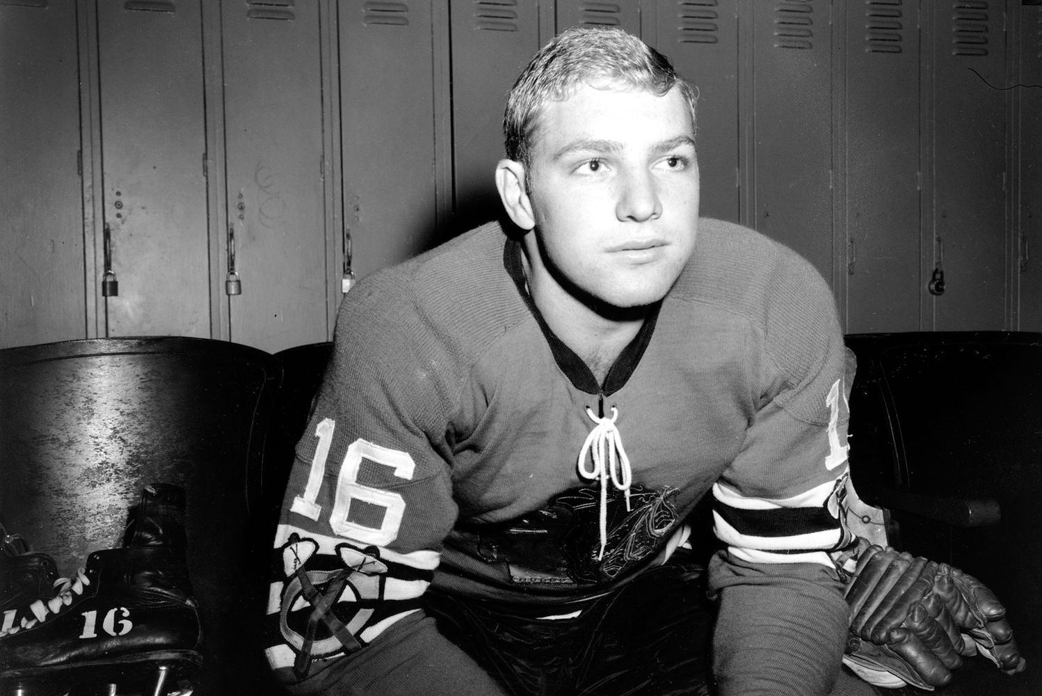 Bobby Hull, 18-year-old player on the Chicago Blackhawks, is photographed in Chicago, Ill., on Oct. 24, 1957. Hull, who is from Point Ann, Ont., Canada, is the youngest member of the team and the National Hockey League as he plays his first season as a pro. (AP Photo/Edward Kitch)