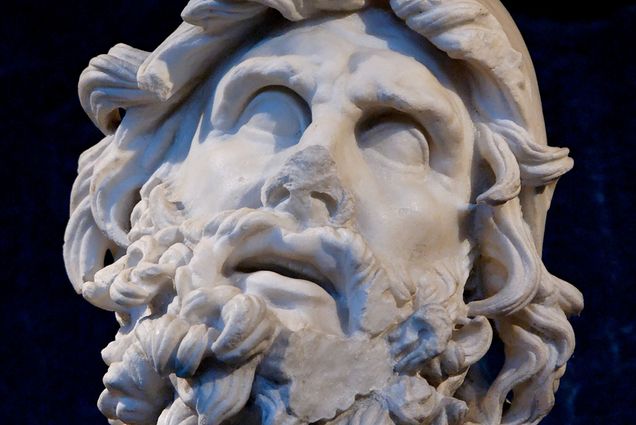 Head of Odysseus. Marble, Greek, probably 1st century AD. From the villa of Tiberius at Sperlonga. Photo via Wikimedia Commons