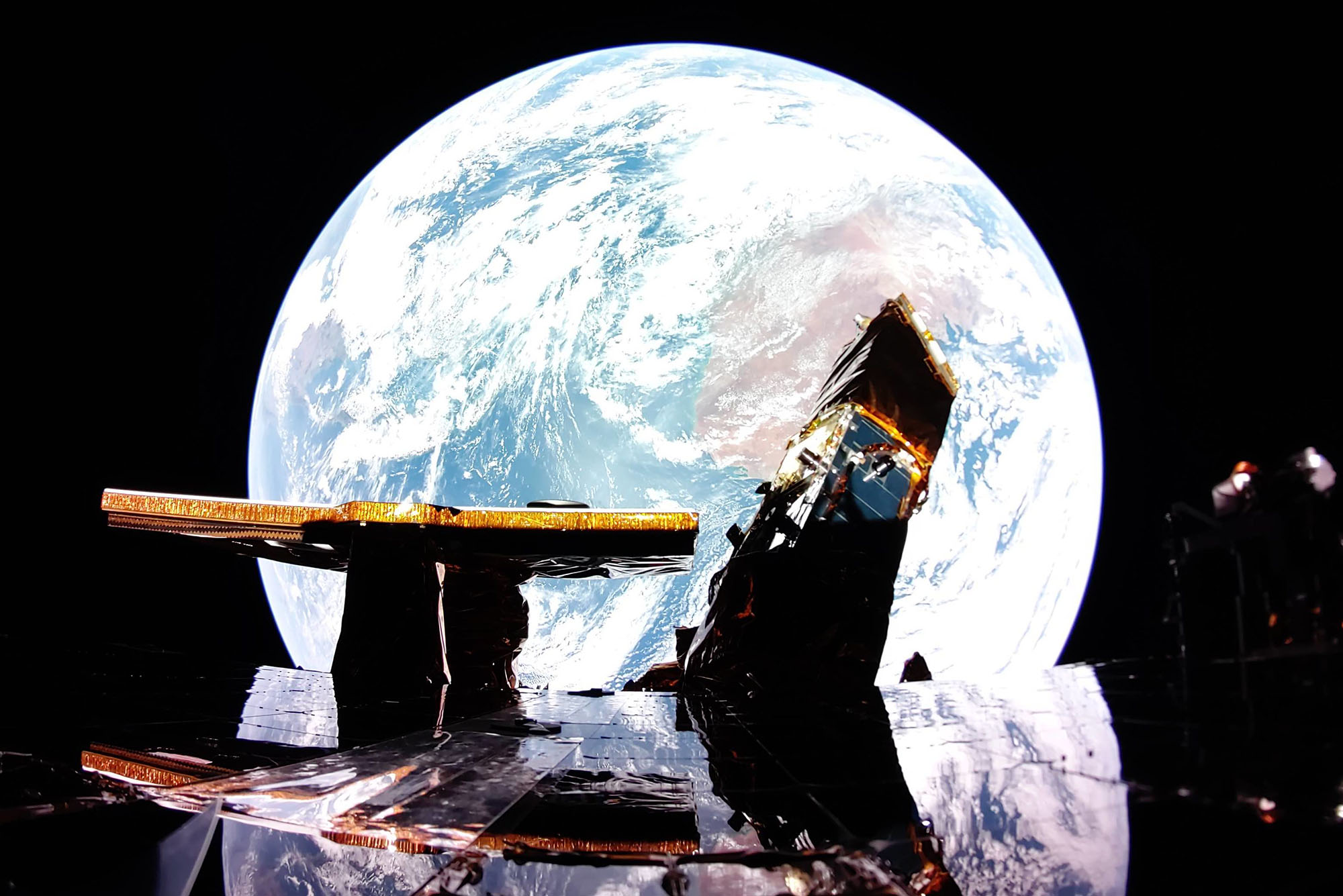 Photo of earth from the perspective of a BU launch satellite