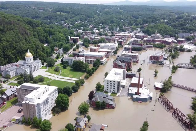 Photo: extreme flooding in Monpelier Vermont in 2023