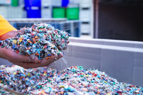 Photo: Two large handfuls of microplastics