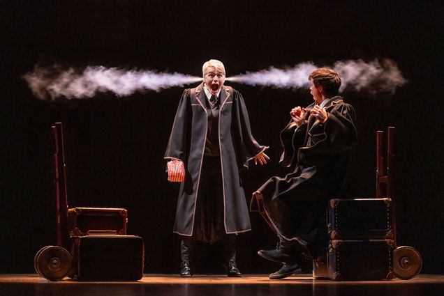Photo: An actor has steam coming out of their ears in a performance