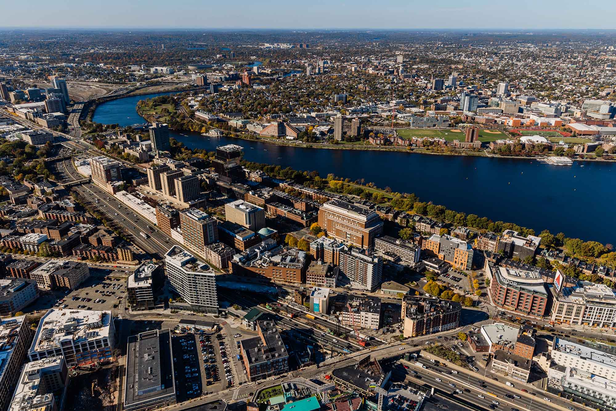 Photo: Aerial photo of Boston MA near Boston University's campus