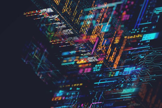 Photo: A stock image of colorful technology and coding