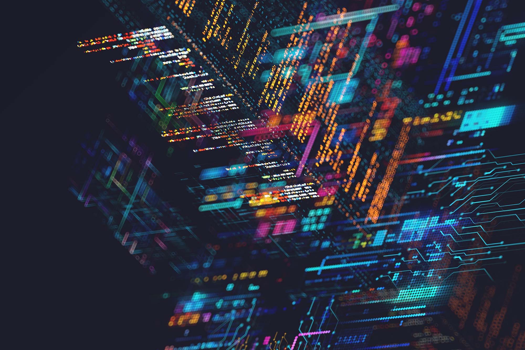 Photo: A stock image of colorful technology and coding