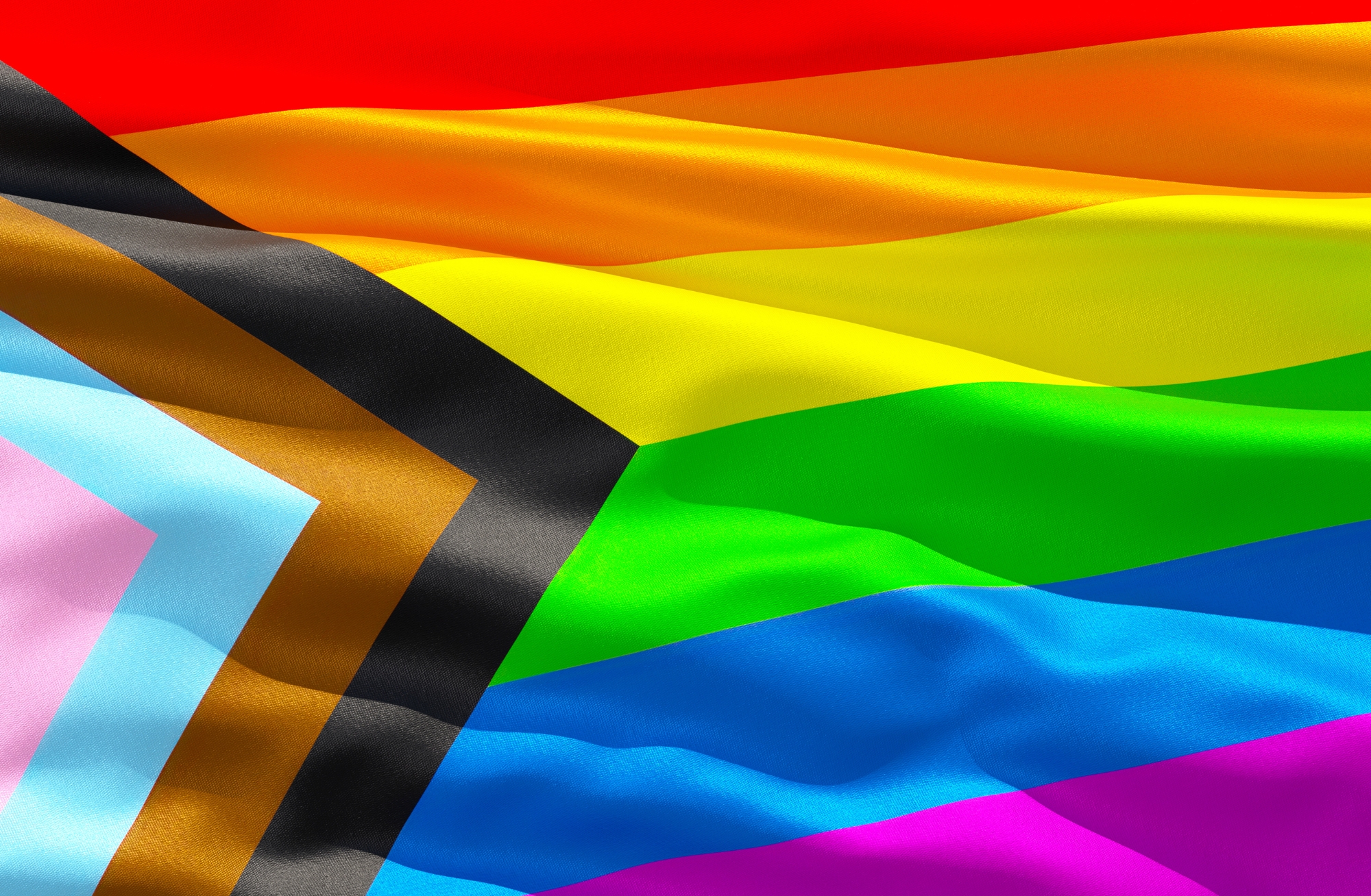 Pride Flag flowing in the wind.