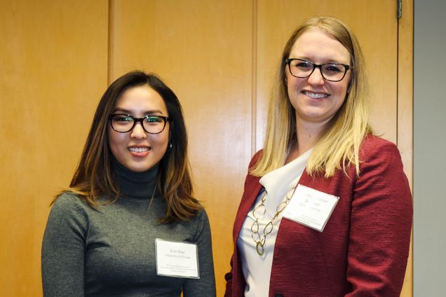 Pictured above are BU alumnae Erin Shyr, PhD student at the University of Chicago and Kathryn Cramer Brownell, Associate Professor of History at Purdue University.