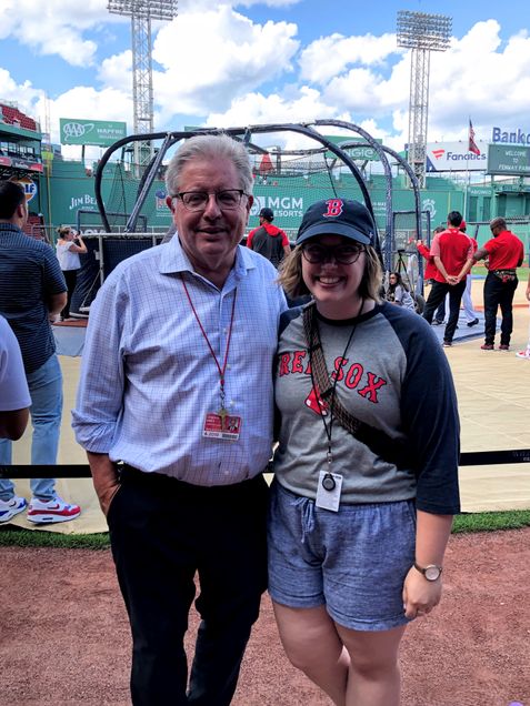 PhD candidate Rachel Kirby (AMNESP) with Red Sox historian Gordon Edes