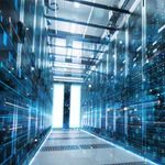 Long hallway in data center