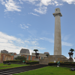 Lee Circle in New Orleans, after the removal of the bronze statue of General Robert E. Lee from its marble pedestal in 2017. (Photograph by C. Becker).