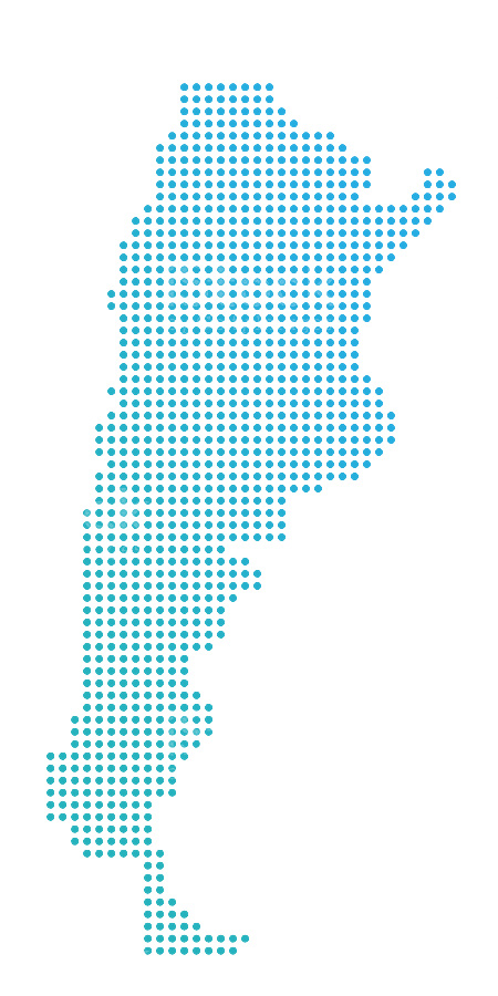Graphic of Argentina made up of blue dots
