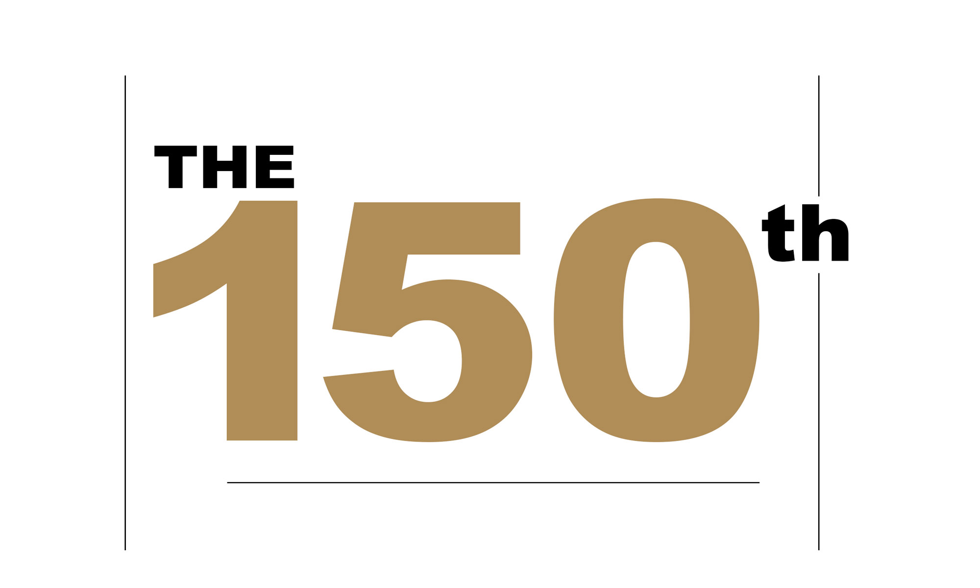 Black and bronze text on a white background reading: The 150th: The Class of 2023 is ready to make its mark.