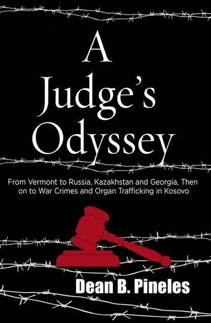 The cover of Judge Pineles's book: barbed wire stretches across a black background with a red gavel in the foreground.