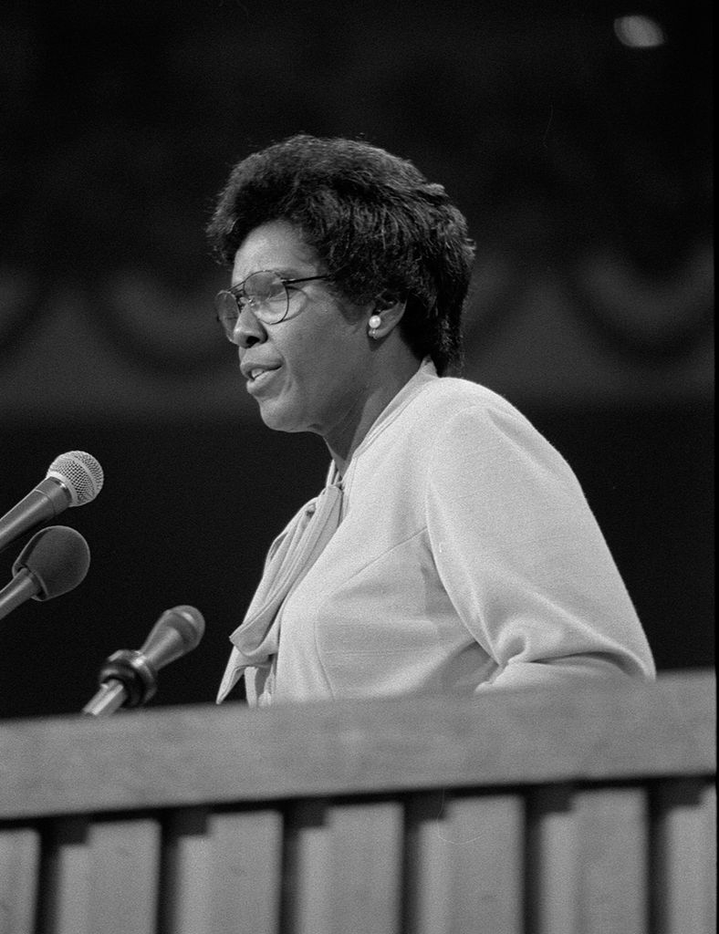 Rep. Barbara Jordan speaking at the 1976 Democratic National Convention