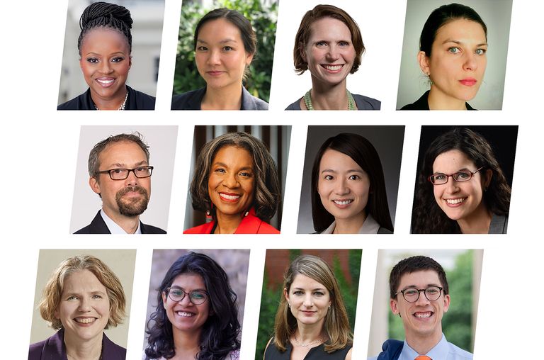 Collage of 12 new full-time BU Law faculty