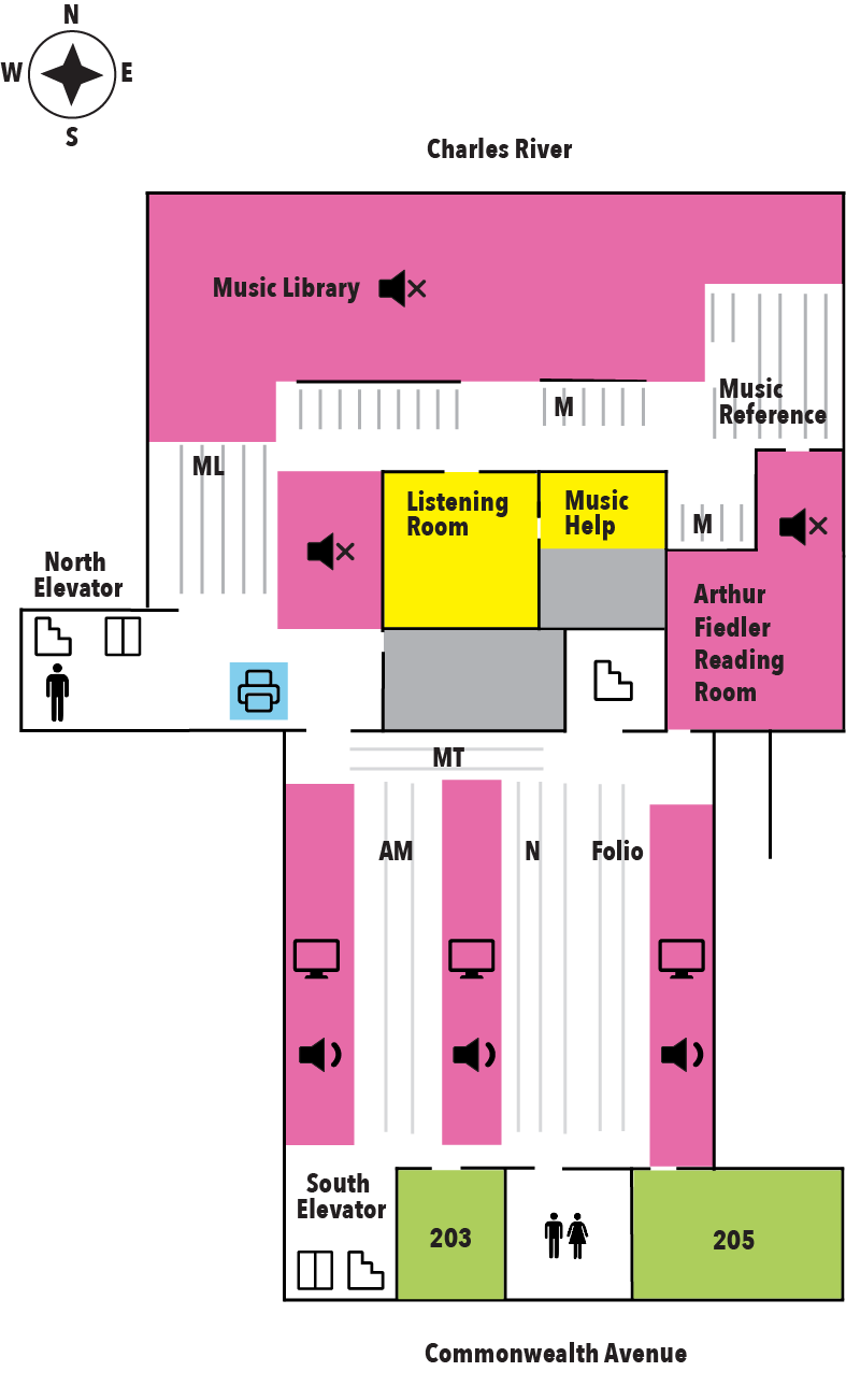 diagram showing the layout of the Music Library