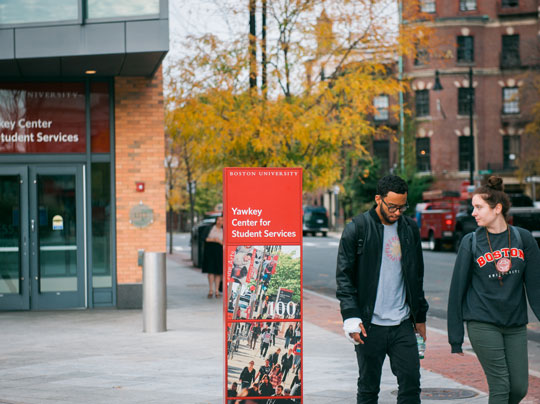 students walking on Charles River Campus
