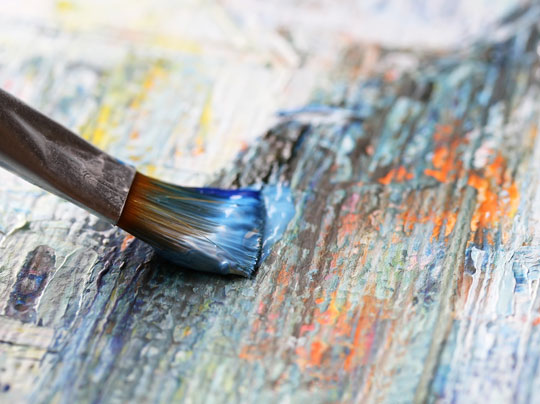 Closeup of brush and palette