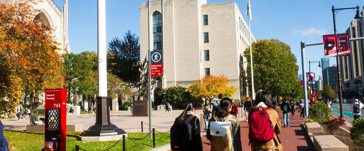students walking on campus