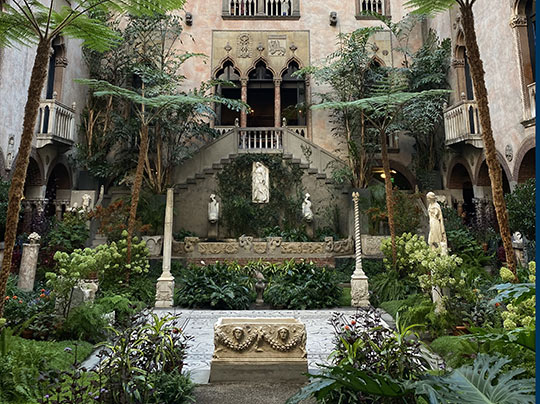 Courtyard of the Isabella Stewart Gardner Museum in Boston, MA