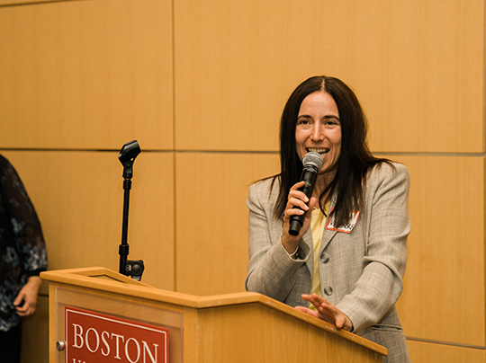 MET Professor Irena Vodenska speaking at an event