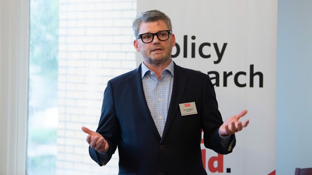 Professor Kevin Gallagher addresses attendees of the BU Global Development Policy Center open house event on September 22, 2022.