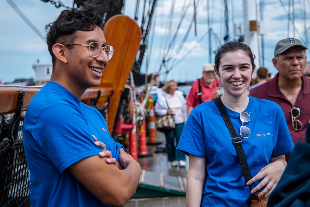 David Belman and Anna Vena on the USS Constitution.