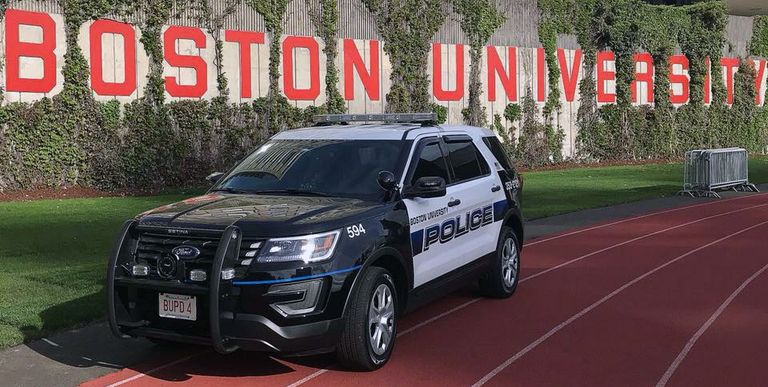 BUPD car on Nickerson Field track