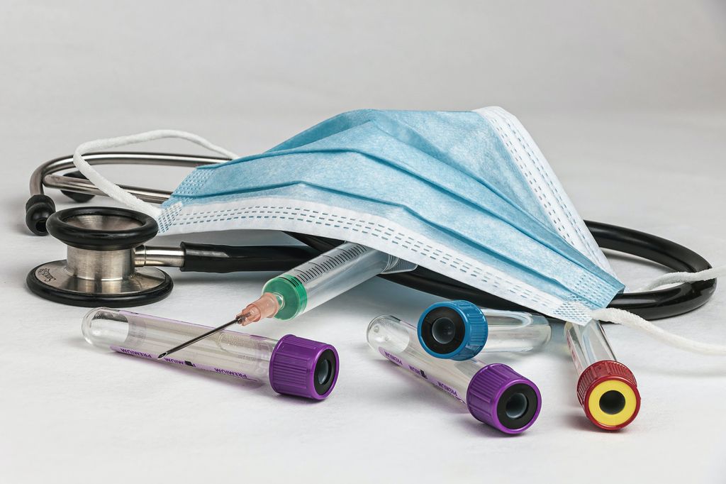 Mask, needles, stethoscope