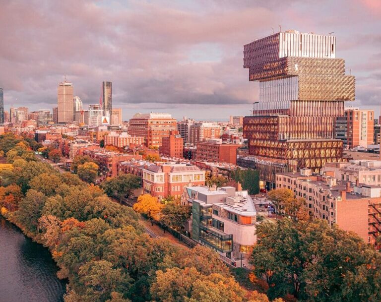 Skyline of buildings in Boston along the Charles River
